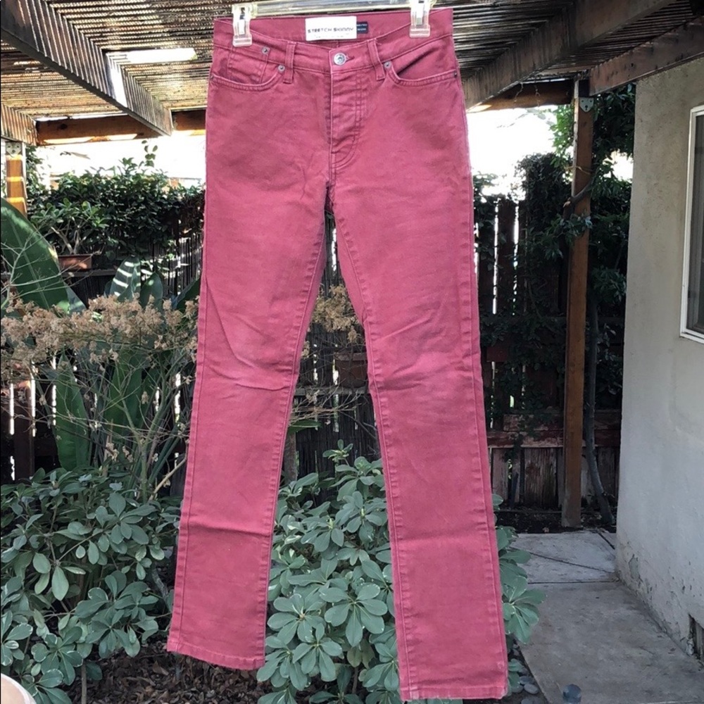 Burgundy Topman stretch skinny 28s